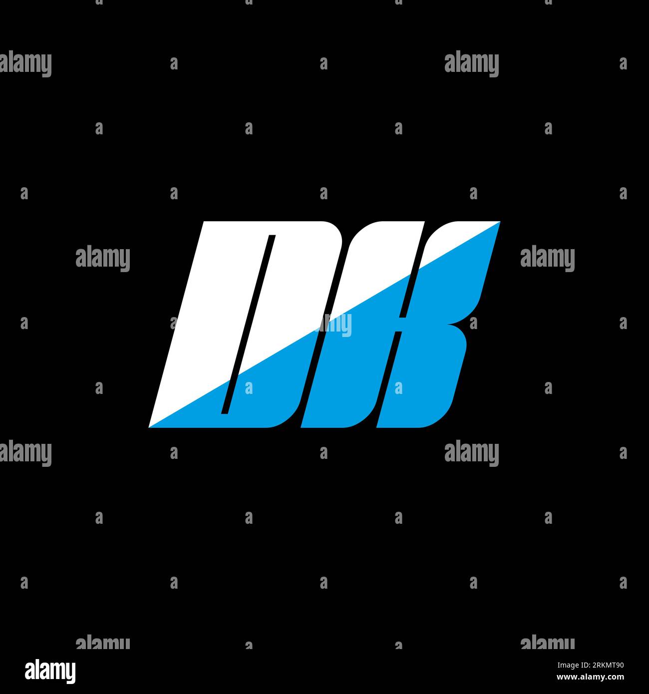 Logo-Design mit DK-Buchstaben auf schwarzem Hintergrund. DK Creative Initials Letter Logo Konzept. dk-Symboldesign. DK-Symbol mit weißem und blauem Buchstaben auf schwarzem bac Stock Vektor