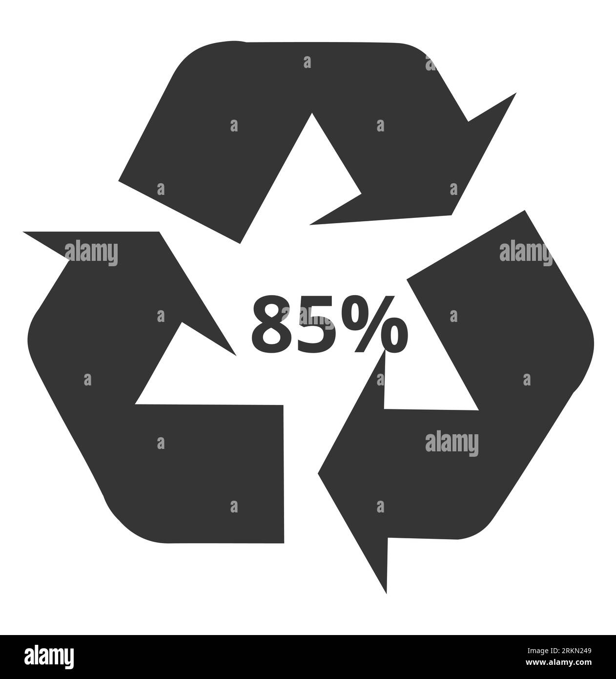 Symbol für 85 % recyceltes Material Stock Vektor
