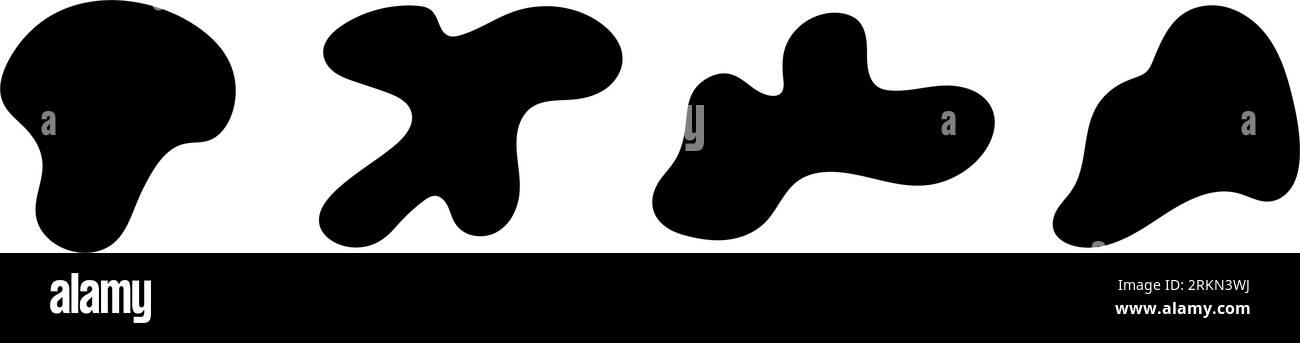BLOB-Form mit organischer Haptik, abstrakte unregelmäßige Formen. Runde und zufällige Flüssigkeitskreise, Flüssigkeitsovale. Flache Vektorgrafiken isoliert im Hintergrund Stock Vektor