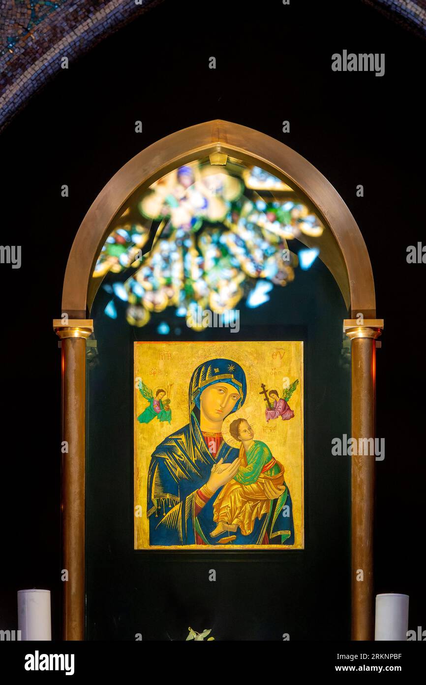 Ikone der Muttergottes von der ewigen Hilfe in der Kirche des Heiligen Alphonsos von Liguori, Rom, Italien Stockfoto
