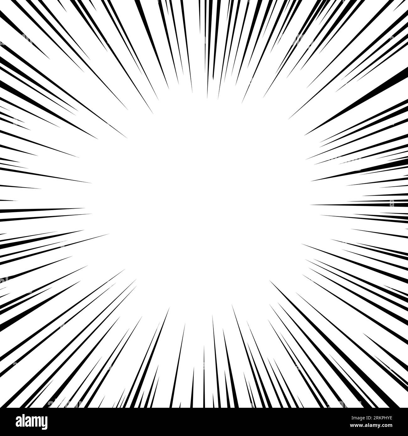 Schwarze, gesättigte Linie mit Fokus auf die Mitte. Quadratisches Hintergrund-Illustrationsmaterial mit gezeichneten Linien mit Cartoon-Effekt. Stock Vektor