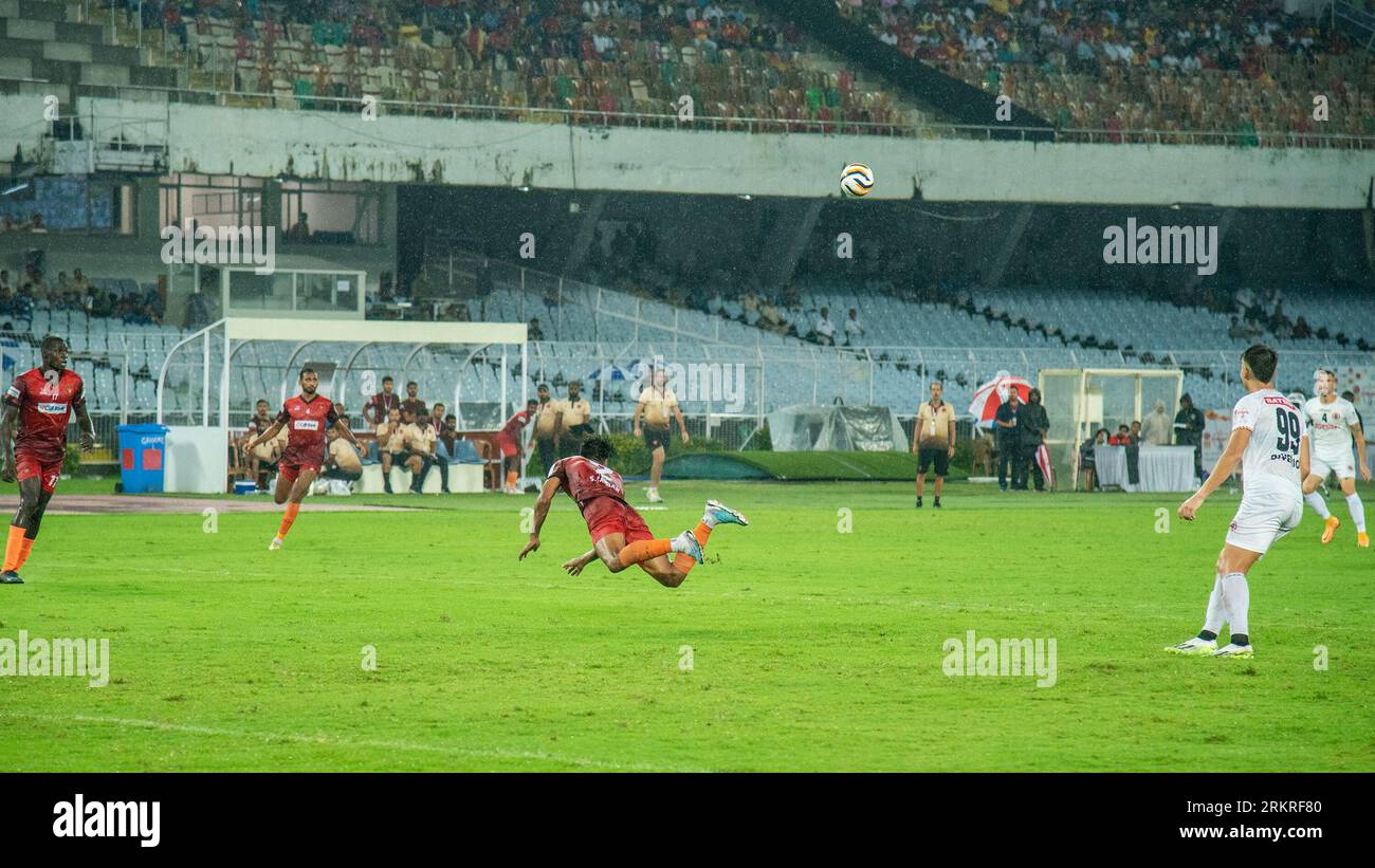 Kalkutta, Westbengalen, Indien. 25. August 2023. Moments of 2nd Quarterfinal of Durand Cup Football Tournament 2023 between EBFC (Credit Image: © Amlan Biswas/Pacific Press via ZUMA Press Wire) NUR REDAKTIONELLE VERWENDUNG! Nicht für kommerzielle ZWECKE! Quelle: ZUMA Press, Inc./Alamy Live News Stockfoto