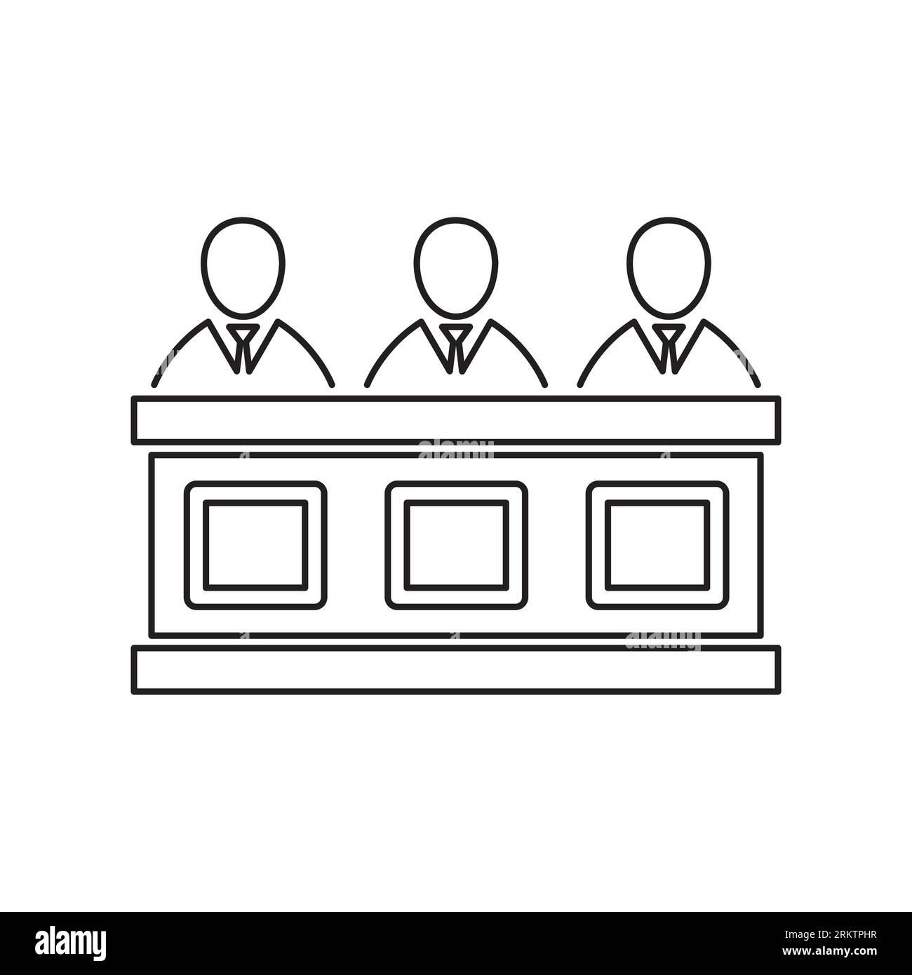 Jury-Symbol mit dünnen Linien, Gericht und Recht, Tribunal-Zeichen, Vektorgrafiken, ein lineares Muster auf weißem Hintergrund. Stock Vektor