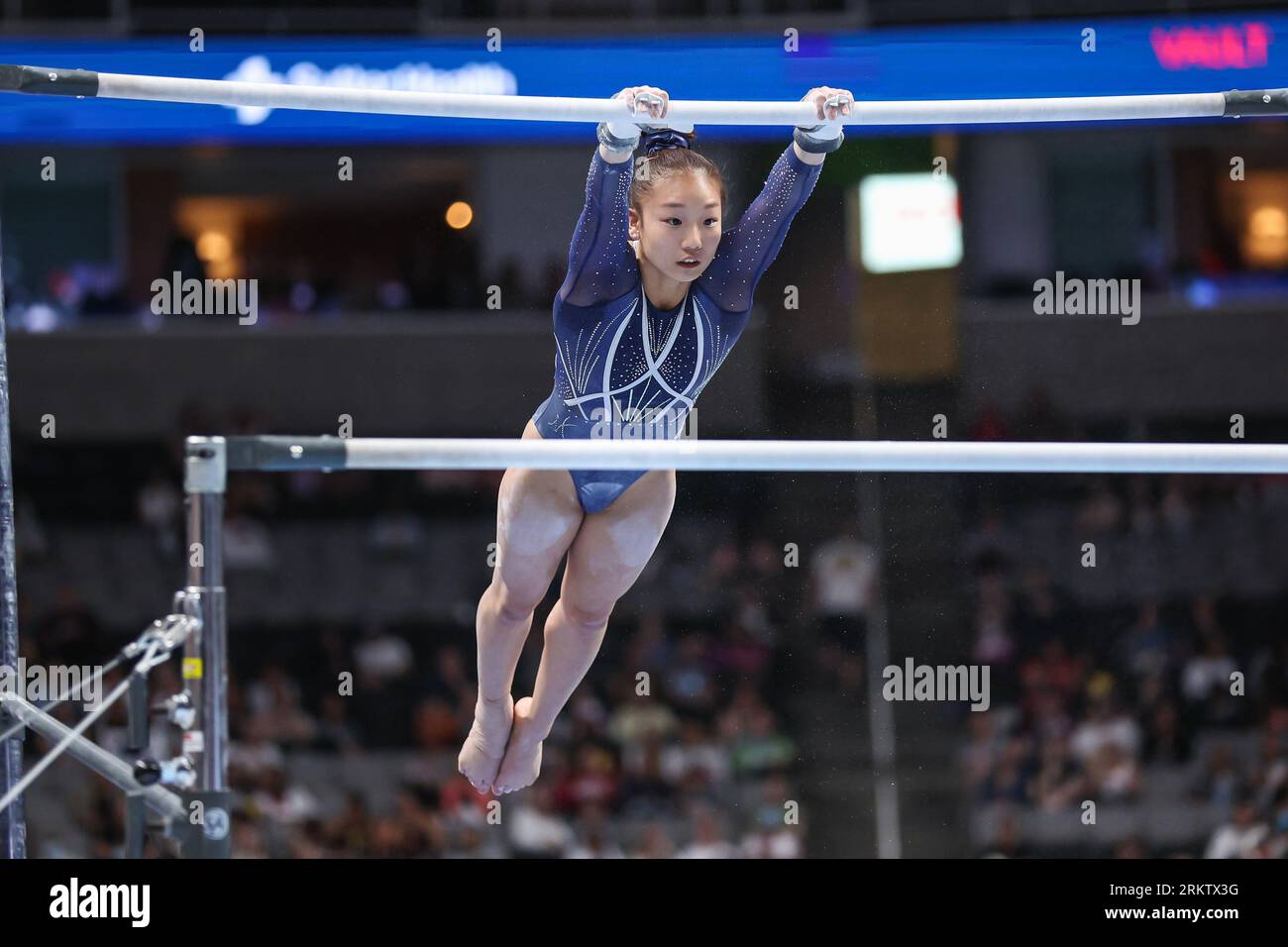 25. August 2023: Katelyn Jong von Metroplex tritt an den unebenen Bars während des ersten Woman's Day der US-Turnermeisterschaften 2023 in der SAP Arena in San Jose, KALIFORNIEN, AN. Kyle Okita/CSM (Bildausschnitt: © Kyle Okita/Cal Sport Media) Bildausschnitt: CAL Sport Media/Alamy Live News Stockfoto