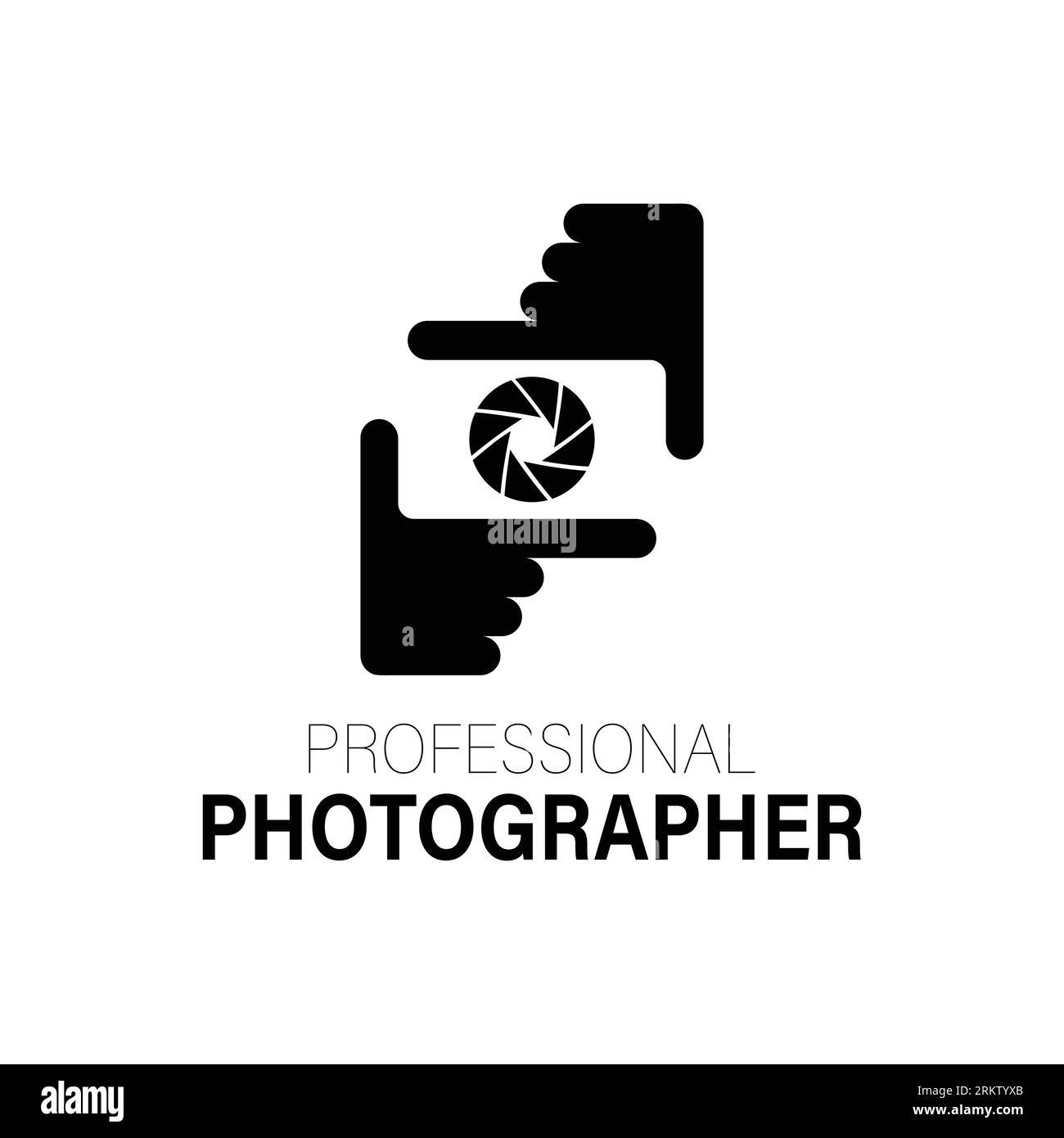 Logokamera in den Händen des Fotografen Stock Vektor