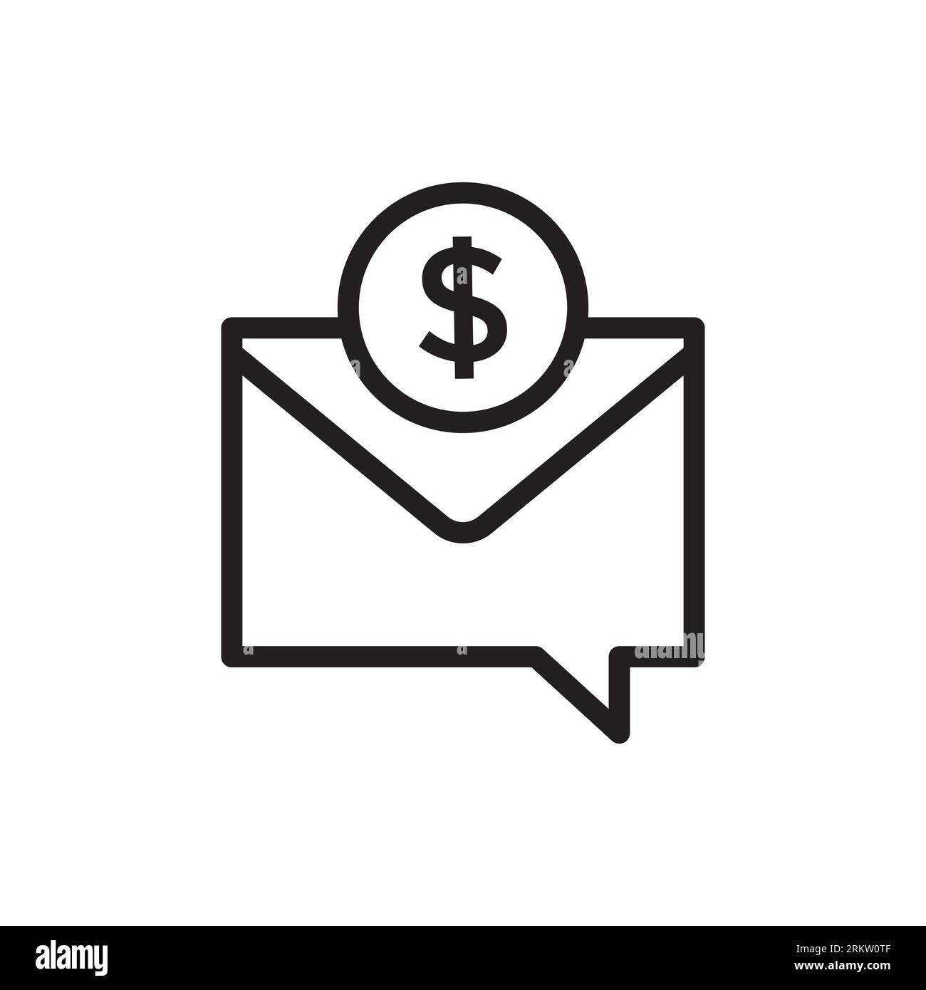Commision, envelope, money line icon. Simple element illustration. Commision, envelope, money concept outline symbol design. Stock Vektor