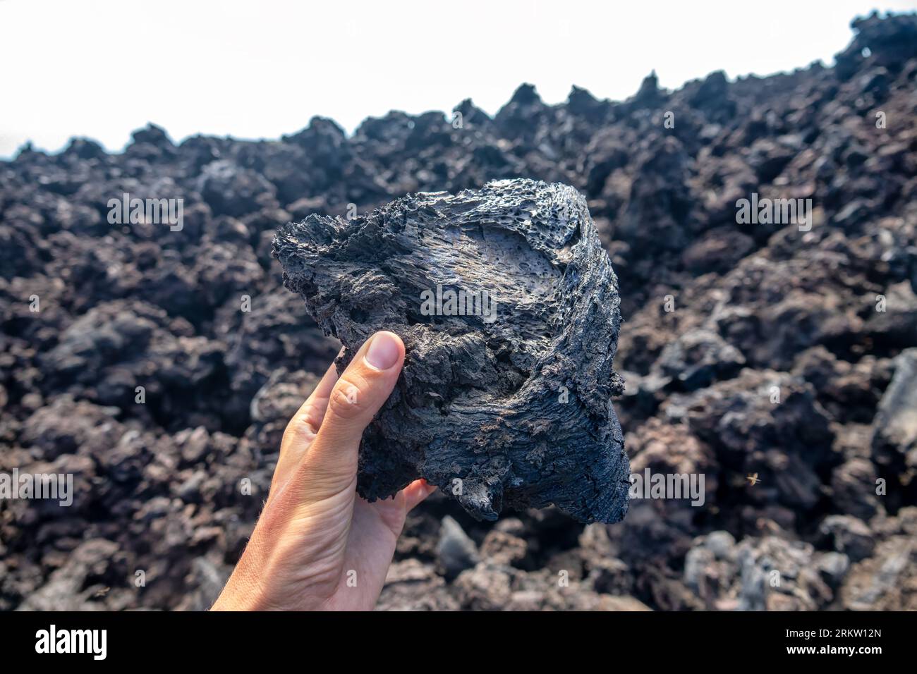 Eine Vielzahl von Formen basaltverfestigter Lava (Klinker, Block-Lava): hawaiianisch ist die wichtigste Art von Lava (aa-Lava), die aus flüssigem Mantelgestein (Magma) ausgebrochen ist. V Stockfoto