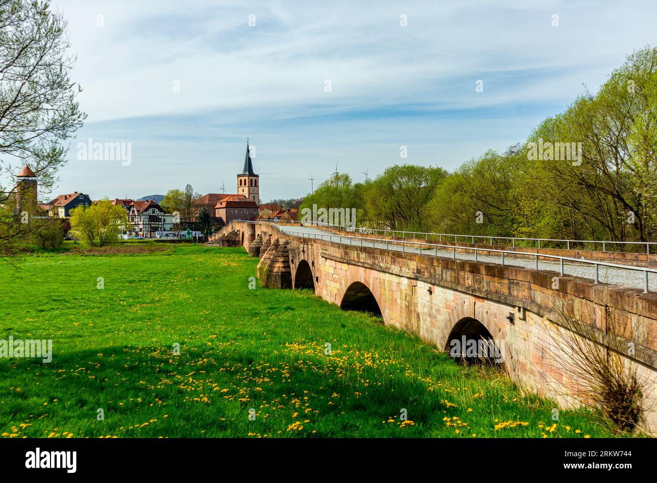 Sommerradtour durch das Werratal bei Vacha - Thüringen - Deutschland Stockfoto