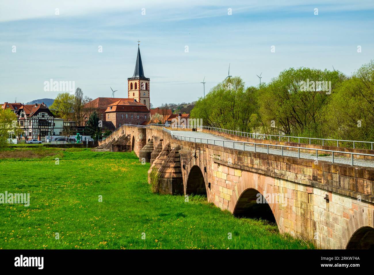 Sommerradtour durch das Werratal bei Vacha - Thüringen - Deutschland Stockfoto