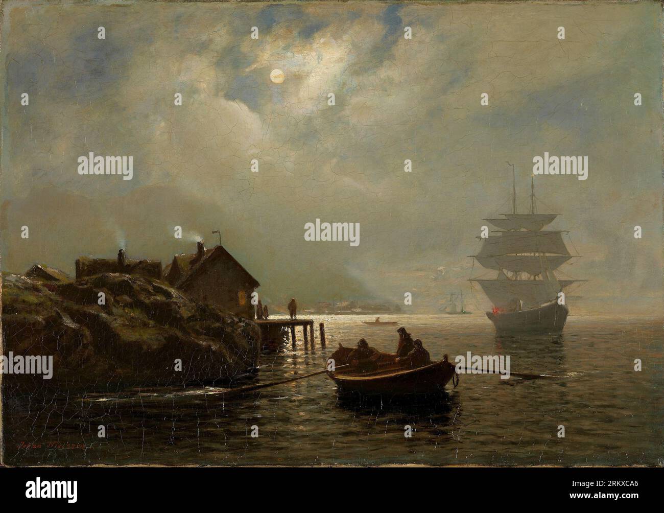 Moonlight between 1870 and 1879 by Johan Martin Nielssen Stockfoto