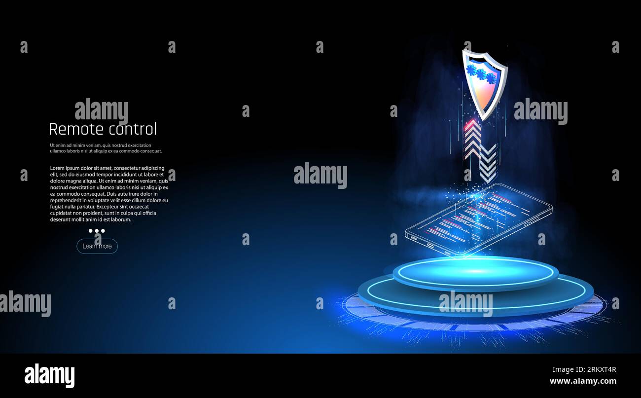 Interface for Smartphone app. Vector Smartphone with digital logo smart home stand at iot icons. Smart phone controls devices of smart home Digital te Stock Vektor