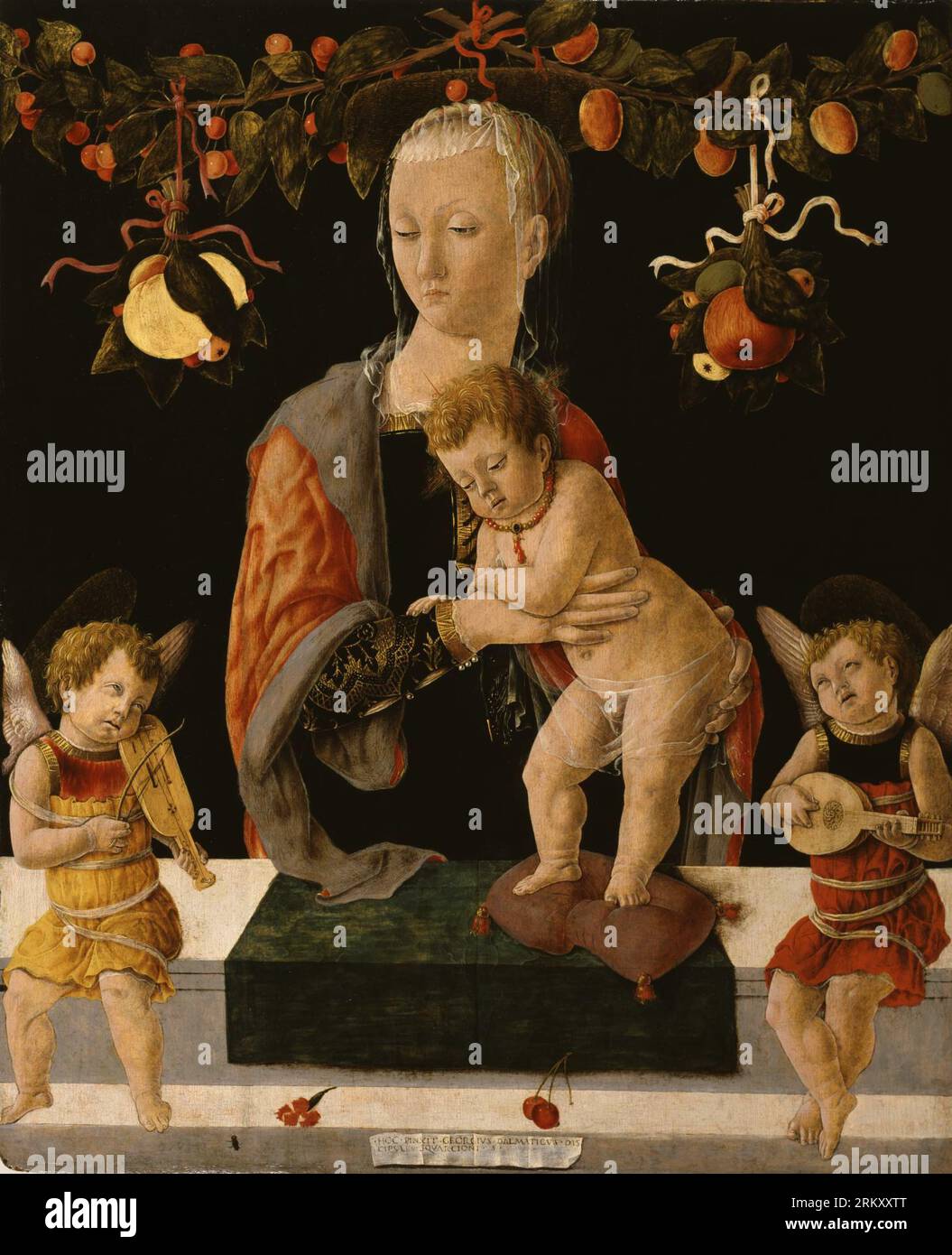 Madonna und Kind mit Engeln zwischen 1459 und 1460 (Renaissance) von Giorgio Schiavone Stockfoto