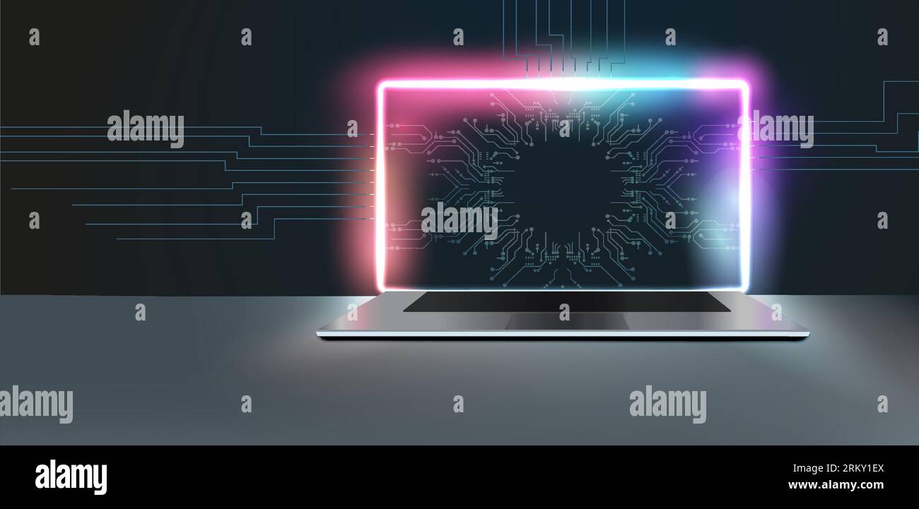 KI-Chipsatz auf Leiterplatte in futuristischem Konzept, geeignet für zukünftige Technologie Datenwissenschaft und Big-Data-Technologie. Wissenschaftler, Computer, Analyse Stock Vektor