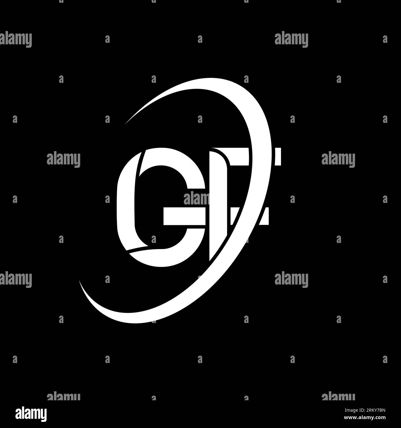 GF-Logo. G F-Ausführung. Weißer GF-Brief. Logo mit GF/G F-Buchstaben. Anfangsbuchstabe GF Linked Circle Monogram Logo in Großbuchstaben. Stock Vektor