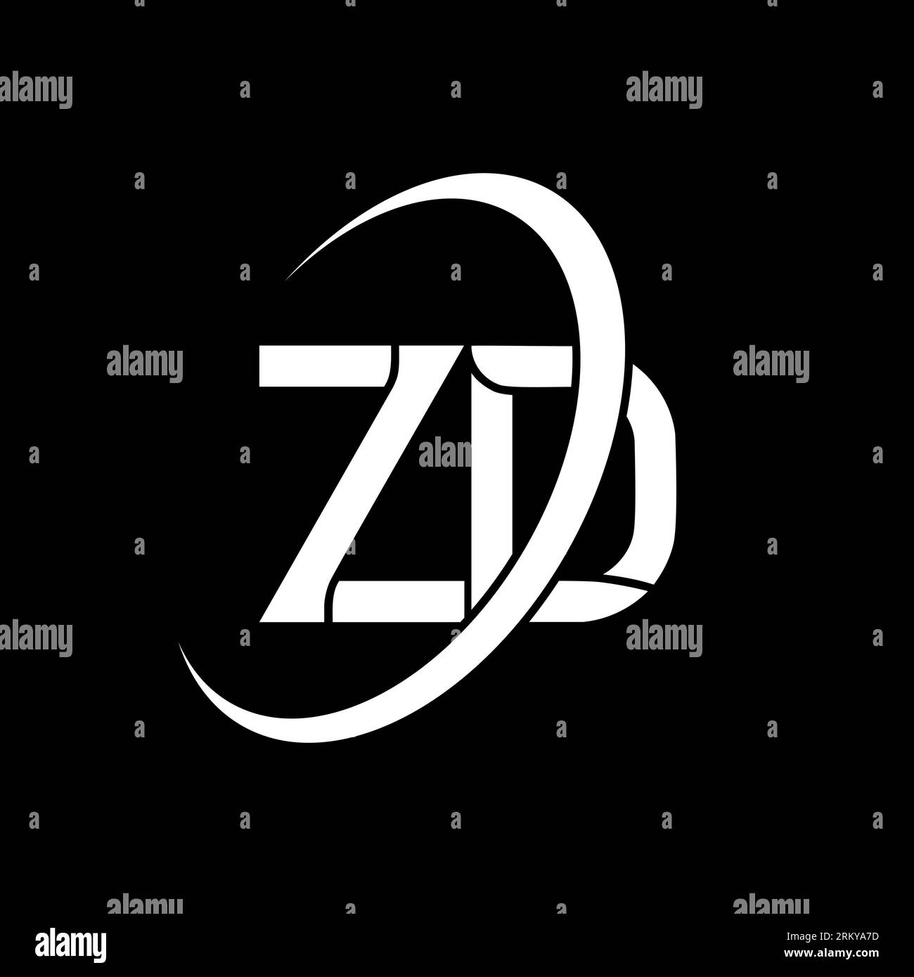 ZD-Logo. Z D-Ausführung. Weißer ZD-Buchstabe. Logo mit ZD/Z-Buchstaben. Anfangsbuchstabe ZD Linked Circle Monogram Logo in Großbuchstaben. Stock Vektor