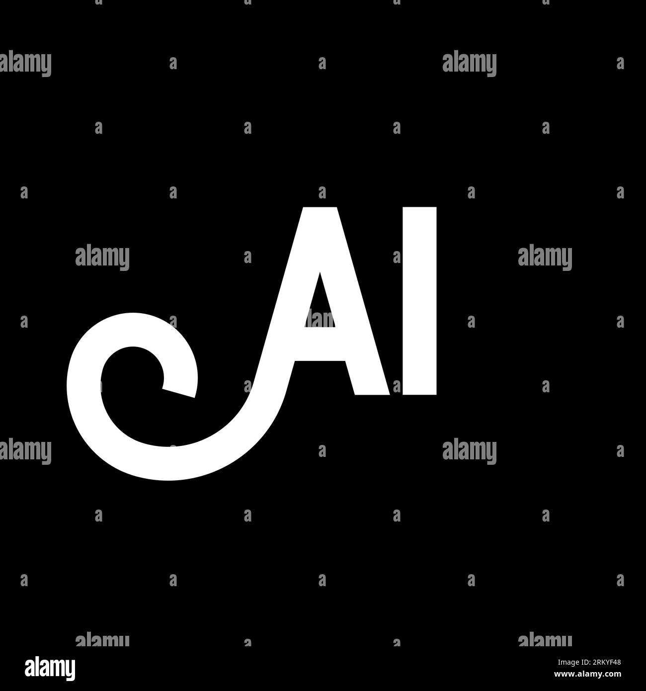 Logo mit AI-Buchstaben auf schwarzem Hintergrund. KI Creative Initials Letter Logo Konzept. KI-Icon-Design. EIN weißes Buchstaben-Icon-Design auf schwarzem Hintergrund. Stock Vektor