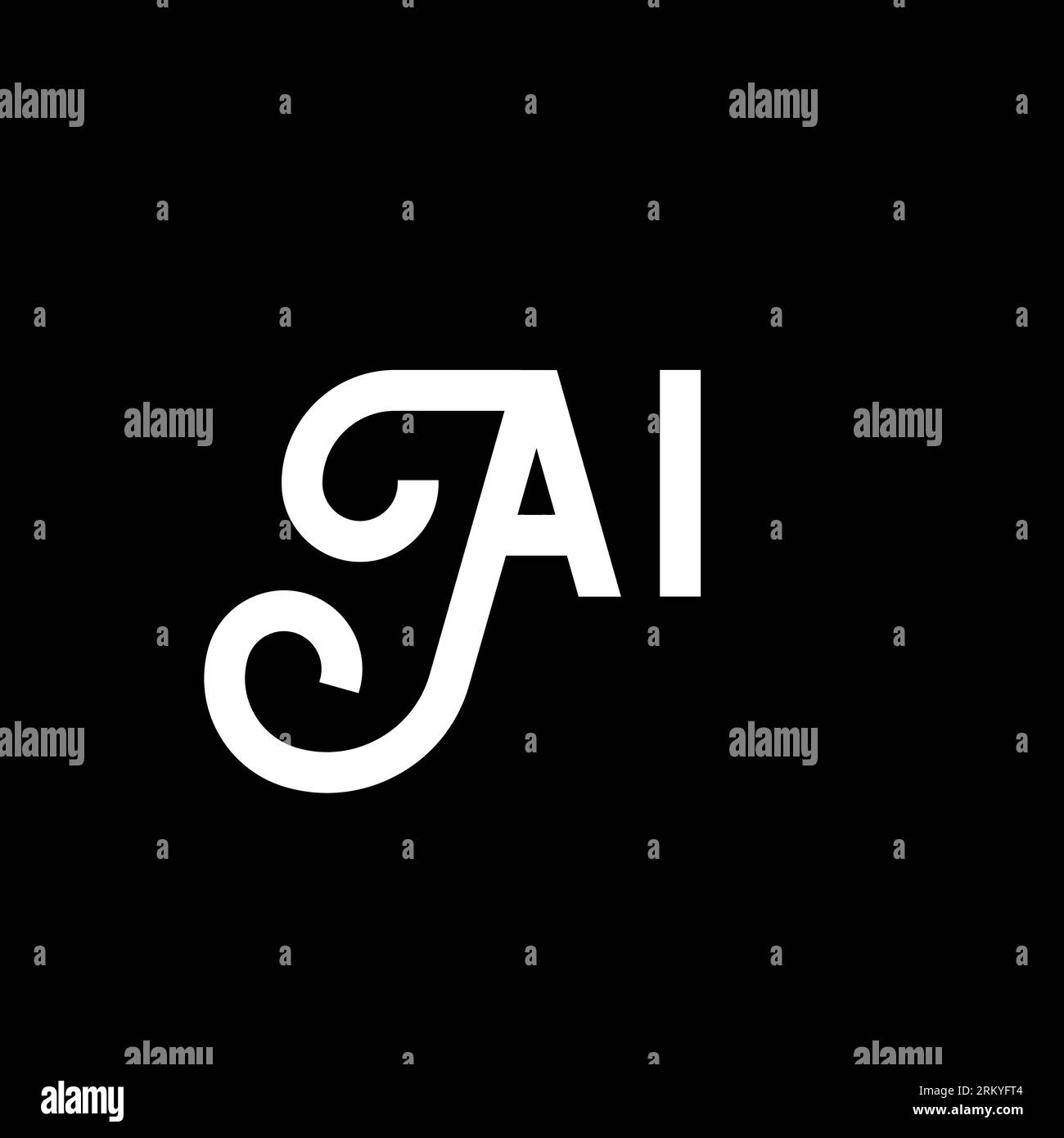 Logo mit AI-Buchstaben auf schwarzem Hintergrund. KI Creative Initials Letter Logo Konzept. KI-Icon-Design. EIN weißes Buchstaben-Icon-Design auf schwarzem Hintergrund. Stock Vektor