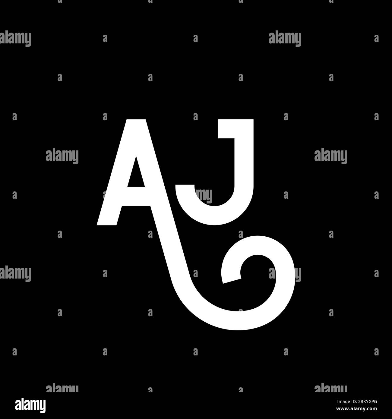 AJ-Logo auf schwarzem Hintergrund. AJ Creative Initials Letter Logo Konzept. aj-Icon-Design. AJ-Symbol mit weißem Buchstaben auf schwarzem Hintergrund. Stock Vektor