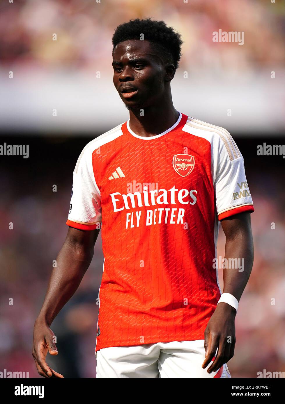 Arsenals Bukayo Saka während des Spiels der Premier League im Emirates Stadium, London. Bilddatum: Samstag, 26. August 2023. Stockfoto