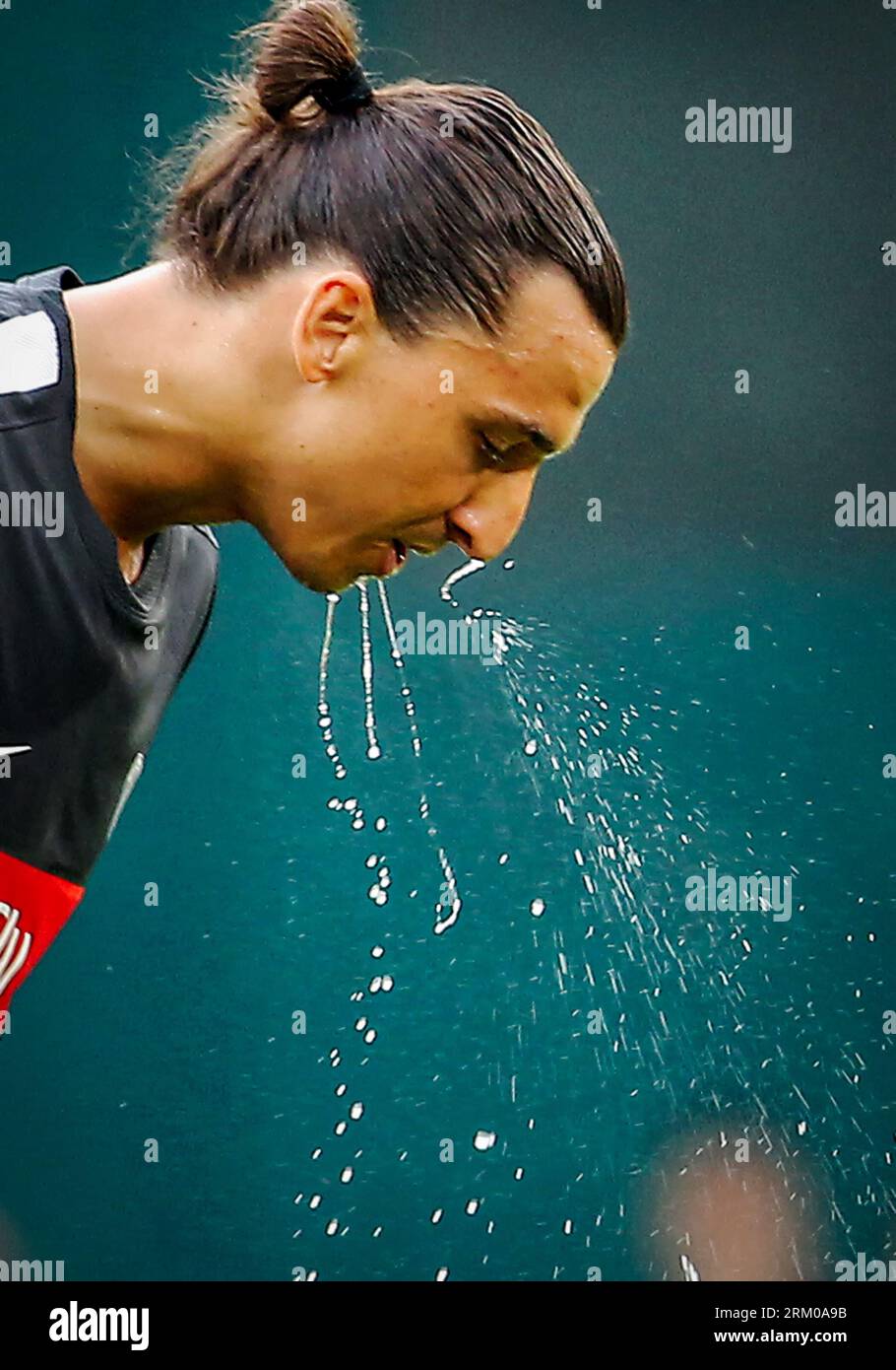 WASHINGTON, DC - 28. Juli 2012: Zlatan Ibrahimovic (18) von PSG (Paris Saint-Germain) in einem internationalen Freundschaftsspiel gegen DC United im RFK Stadium in Washington DC am 28. Juli. Das Spiel endete mit einem Unentschieden von 1-1. Stockfoto