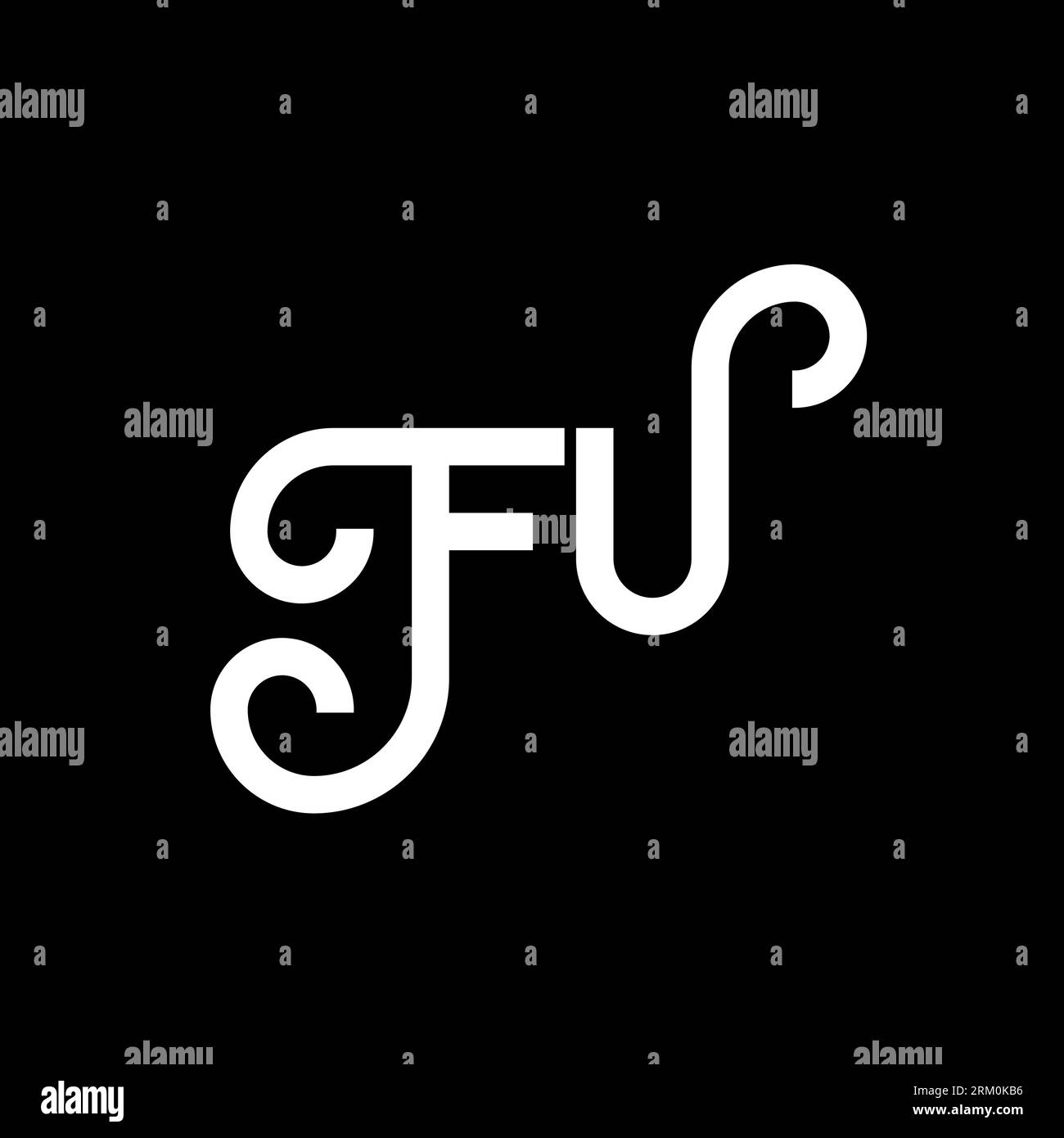 Logo mit FU-Buchstaben auf schwarzem Hintergrund. FU Creative Initials Letter Logo Konzept. fu-Letter-Design. FU-Design mit weißem Buchstaben auf schwarzem Hintergrund. F U Stock Vektor