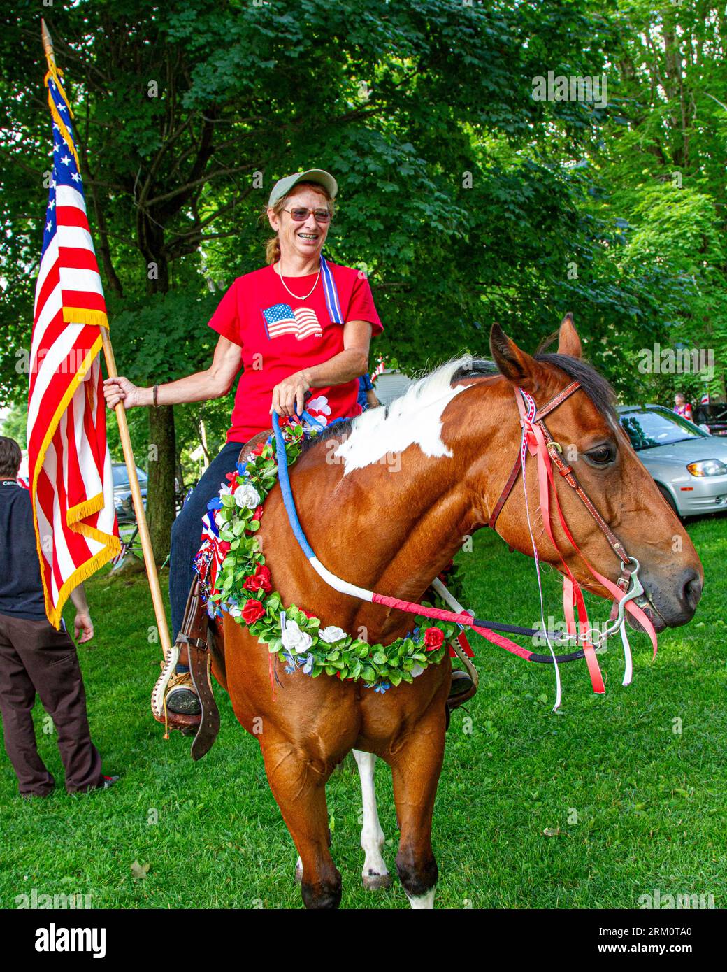 Eine Feier und Parade im vierten Juli in einer kleinen ländlichen Stadt in Massachusetts Stockfoto