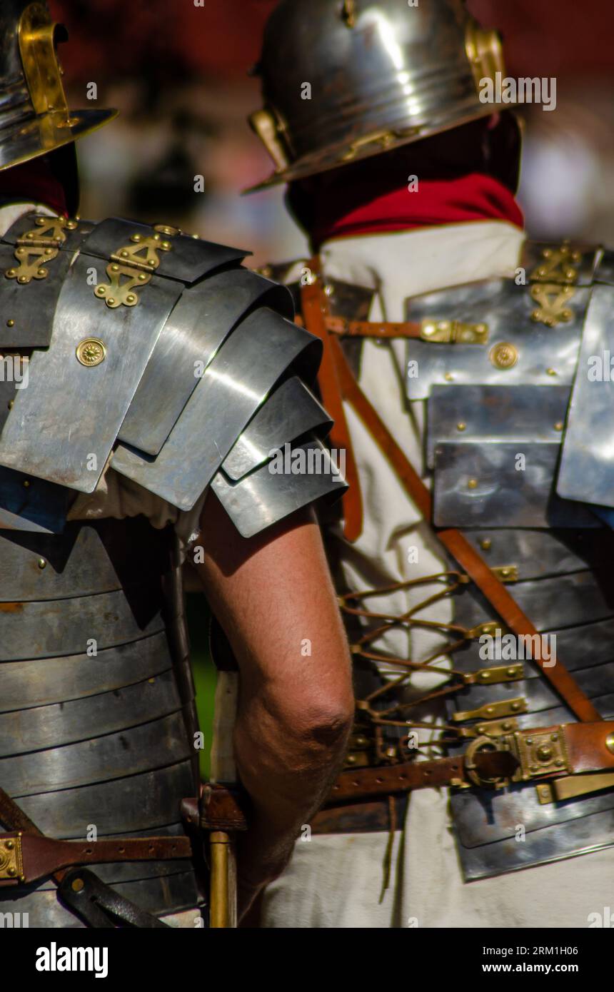 Römische Legionärssoldaten bei der historischen Nachstellung Stockfoto
