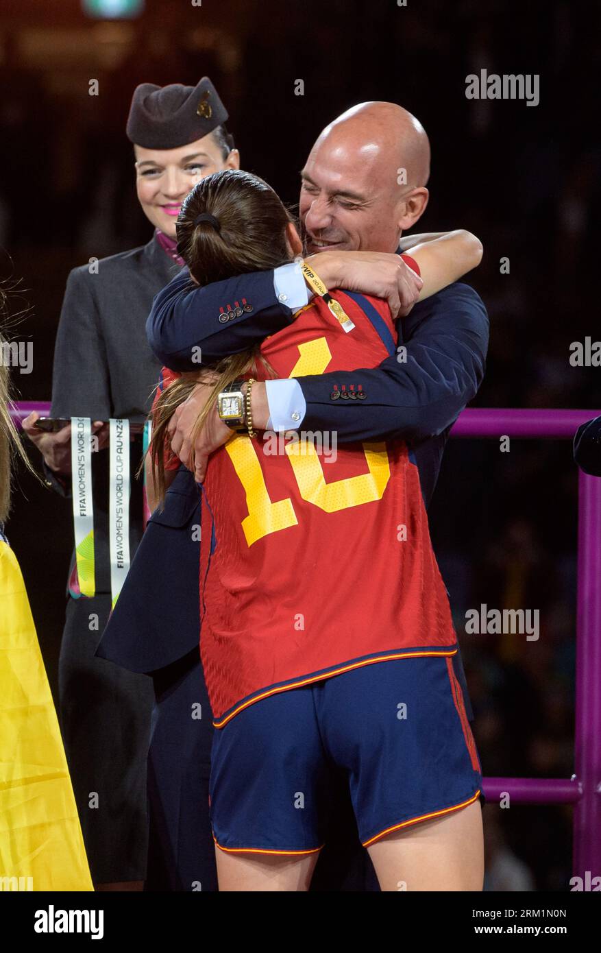 Hongkong, Australien: 20. August 2023. Finale der FIFA Fußball-Weltmeisterschaft der Frauen 2023. Spanien besiegte England und wurde Weltmeister. Maria PEREZ ist umarmt und Stockfoto