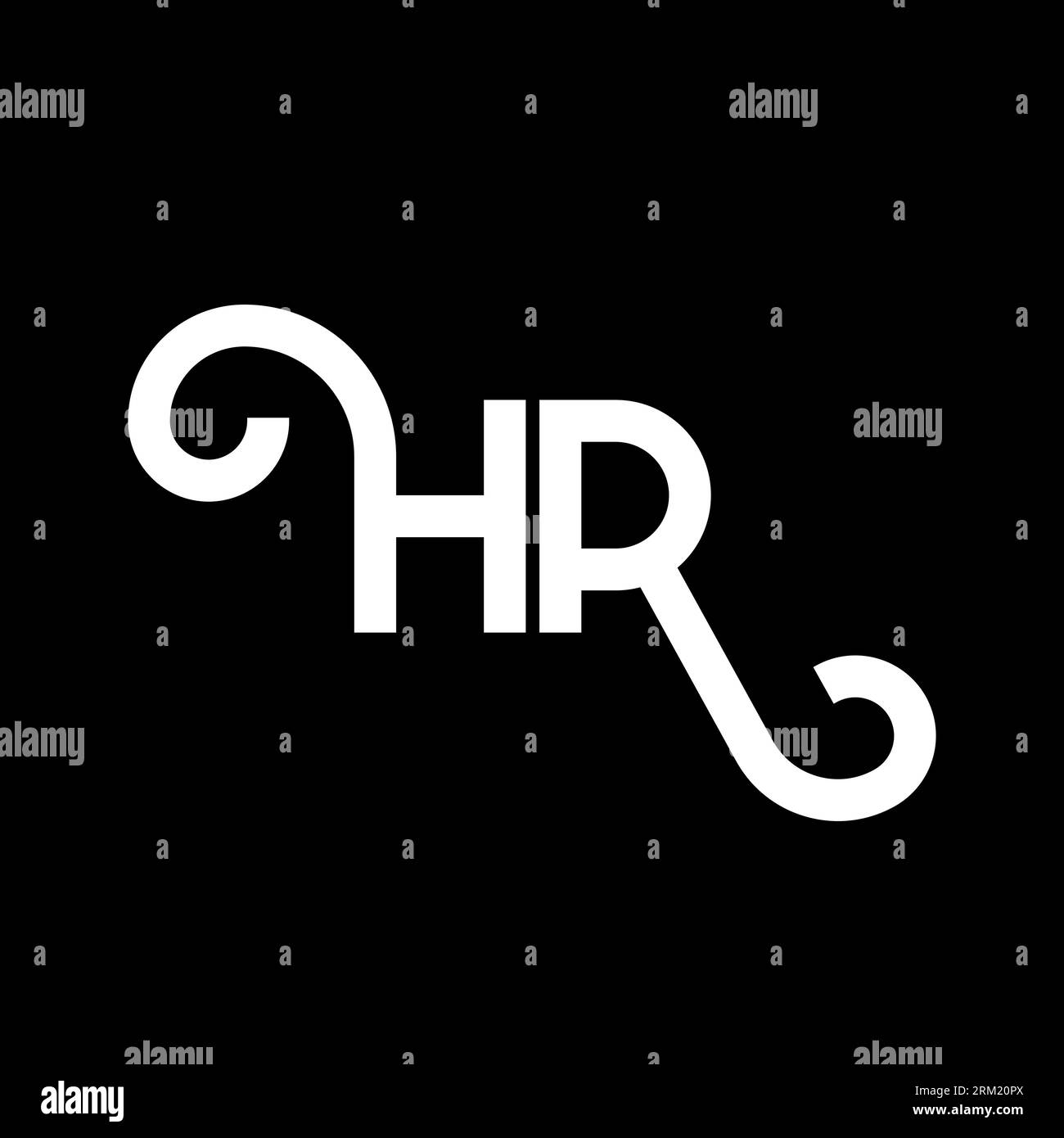 HR-Logo auf schwarzem Hintergrund. HR Creative Initials Letter Logo Konzept. hr-Brief-Design. HR-Design mit weißem Buchstaben auf schwarzem Hintergrund. H R Stock Vektor