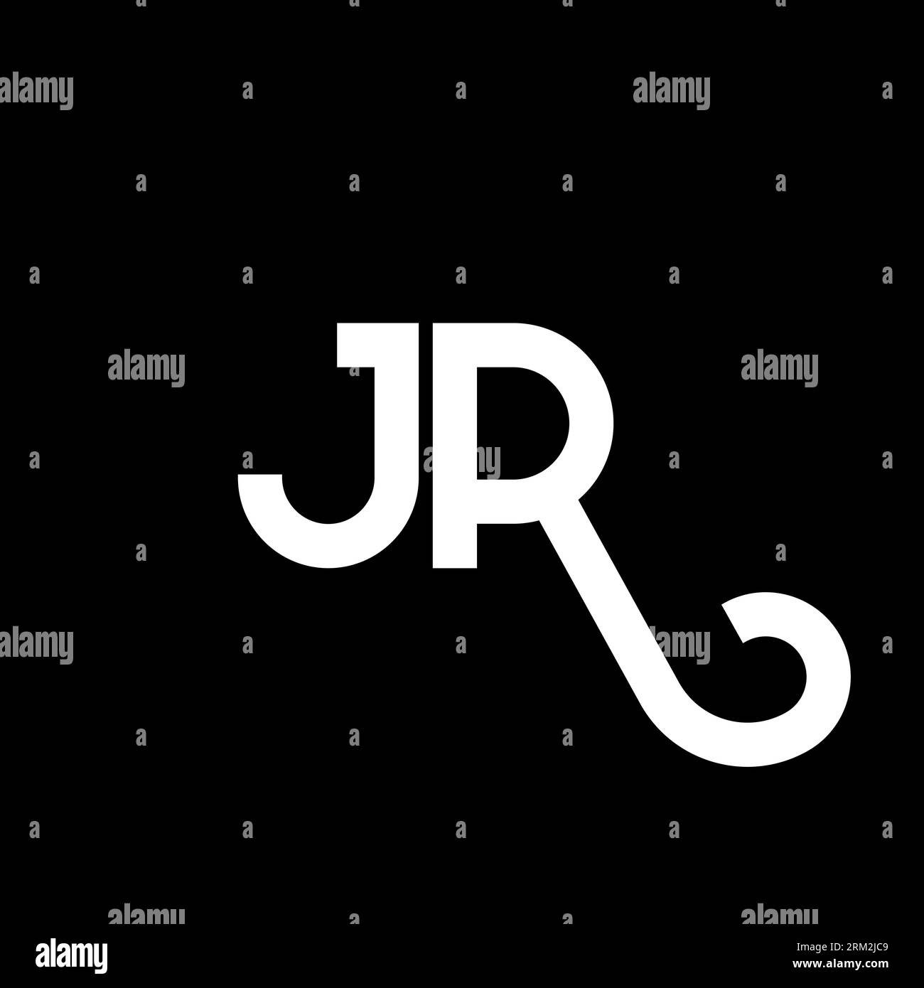 JR-Logo auf schwarzem Hintergrund. JR Creative Initials Letter Logo Konzept. jr-Letter-Design. JR-Design mit weißem Buchstaben auf schwarzem Hintergrund. J R Stock Vektor