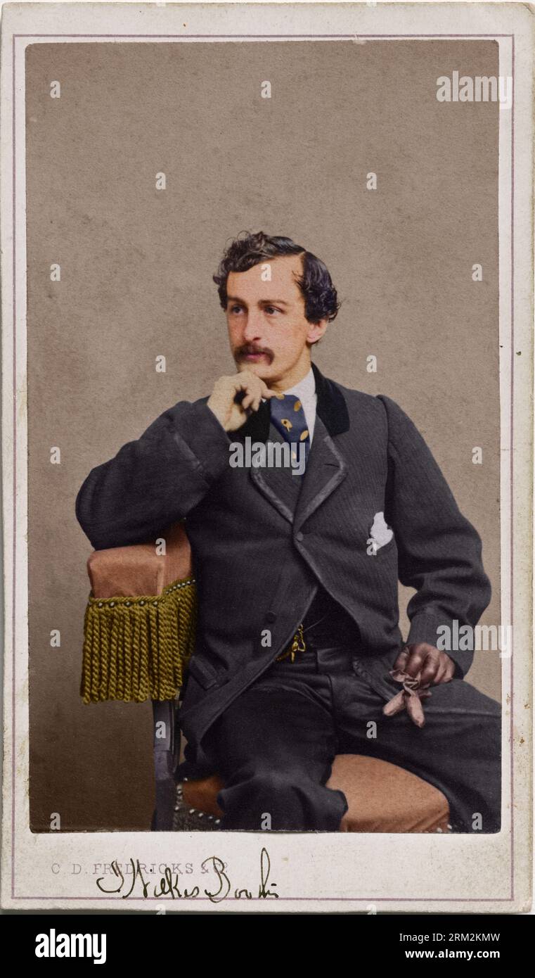 John Wilkes Booth. 1862. Booth (1838-1865) war ein amerikanischer Bühnenschauspieler, der US-Präsident Abraham Lincoln ermordet hat. Stockfoto