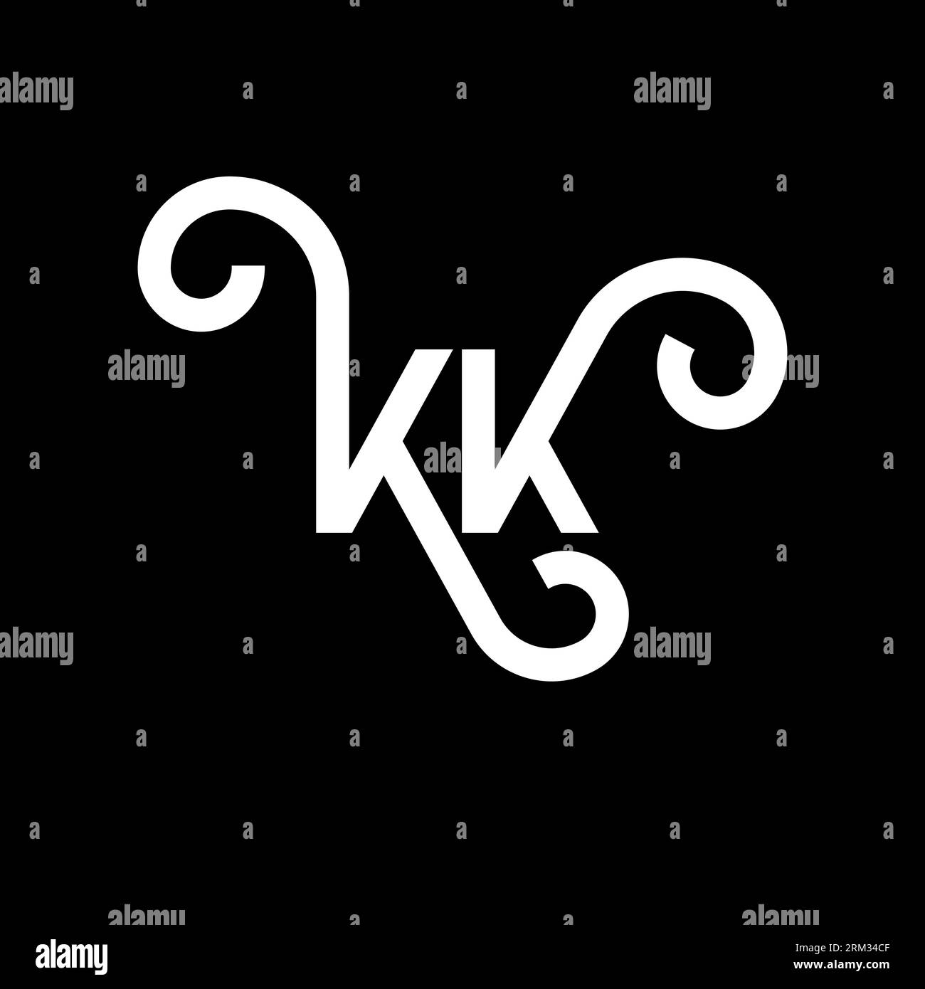 Logo-Design mit KK-Buchstaben auf schwarzem Hintergrund. KK Creative Initials Letter Logo Konzept. kk-Letter-Design. Weißes Buchstabendesign von KK auf schwarzem Hintergrund. K K Stock Vektor