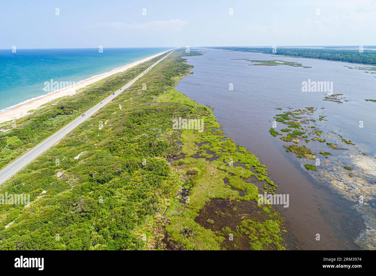 Ponte Vedra Beach Florida, Guana River Wildlife Management Area, Route A1A Highway, Atlantischer Ozean, von oben aus gesehen, Salzwiesen maritim ha Stockfoto
