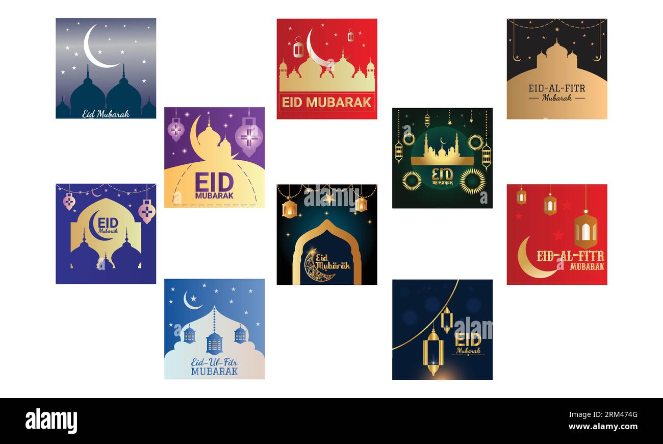 Eid Mubarak Template Design Collection Stock Vektor