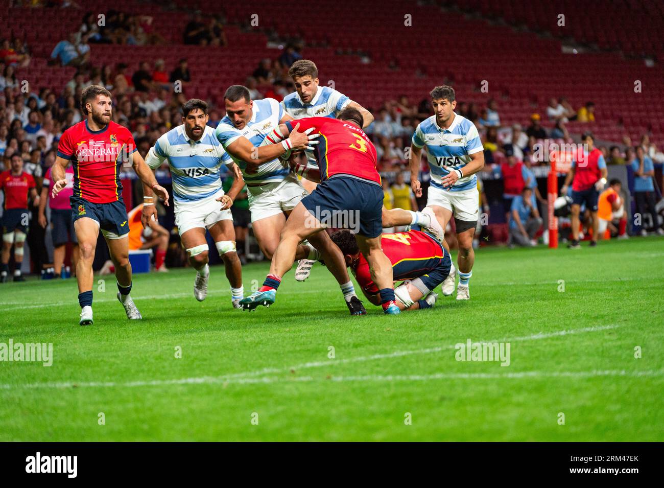 Madrid, Madrid, Spanien. 26. August 2023. Rodrigo Isgro (Argentinien) in Aktion während des Rugby-Spiels zwischen den Nationalmannschaften Spaniens und Argentiniens (los Pumas), das am 26. August 2023 im Estadio Civitas Metropolitano in Madrid, Spanien, ausgetragen wurde (Credit Image: © Alberto Gardin/ZUMA Press Wire) NUR REDAKTIONELLE VERWENDUNG! Nicht für kommerzielle ZWECKE! Quelle: ZUMA Press, Inc./Alamy Live News Stockfoto