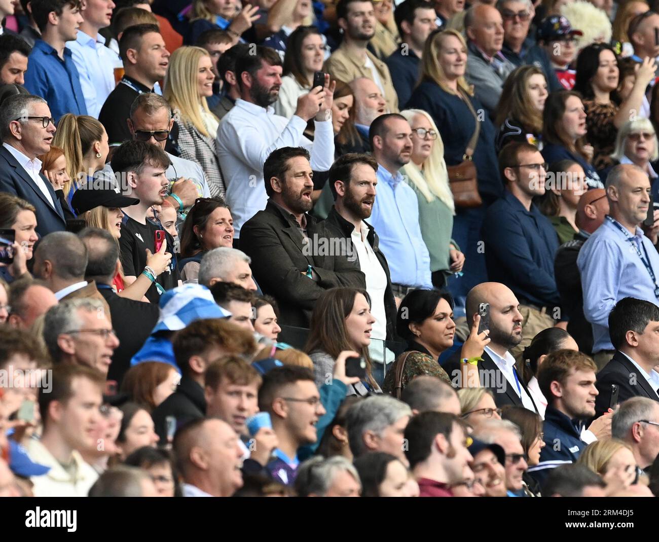 Scottish Gas Murrayfield Stadium. Edinburgh.Scotland, Großbritannien. 26. August 2023. Famous Grouse Nations Series Match Scotland vs Georgia. Schauspieler Gerard Butler in Murrayfield. Quelle: eric mccowat/Alamy Live News Stockfoto