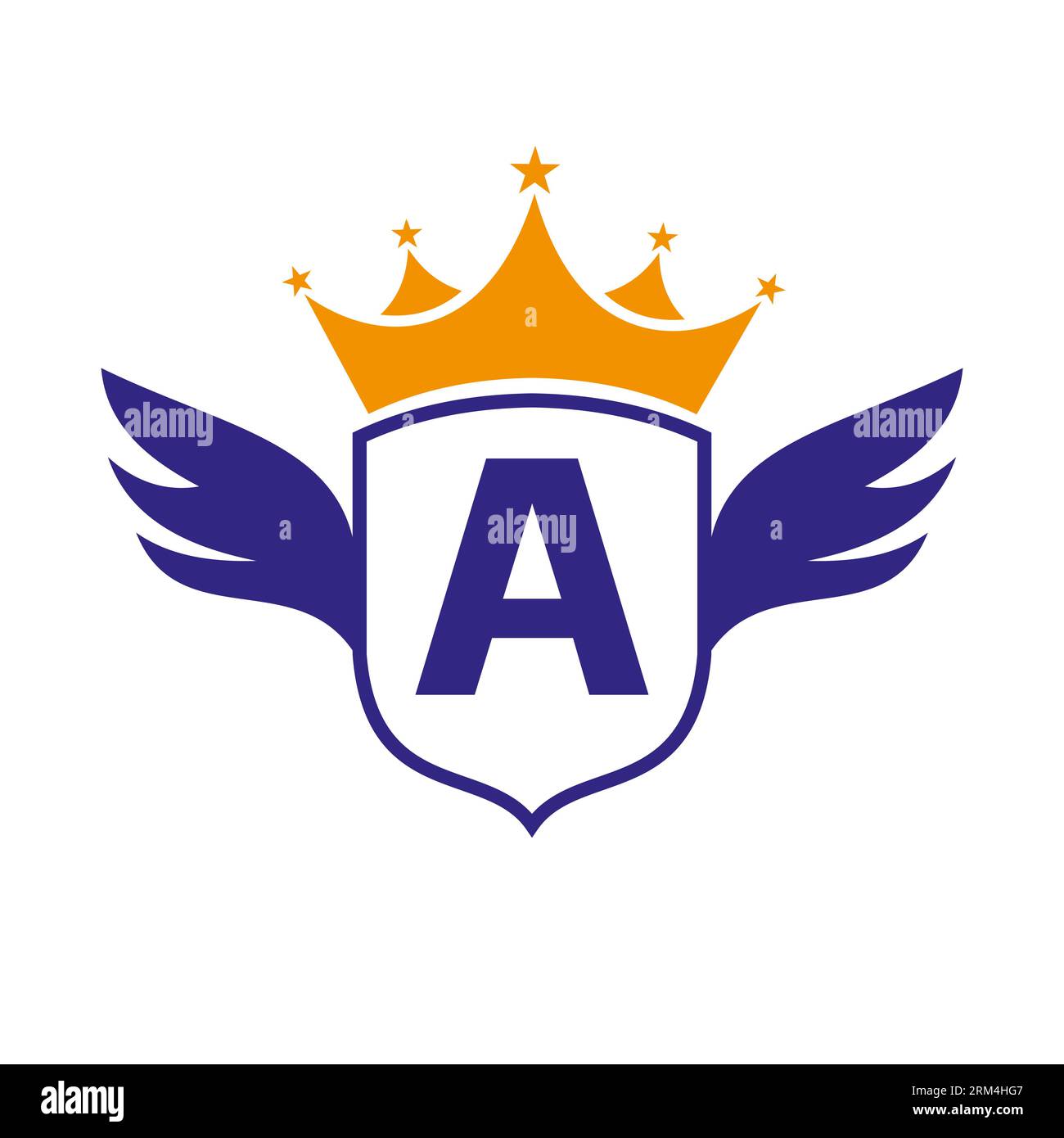 „Letter A Transportation“-Logo mit Flügel, Schild und Krone. Wing-Logo Auf Shield-Symbol Stock Vektor