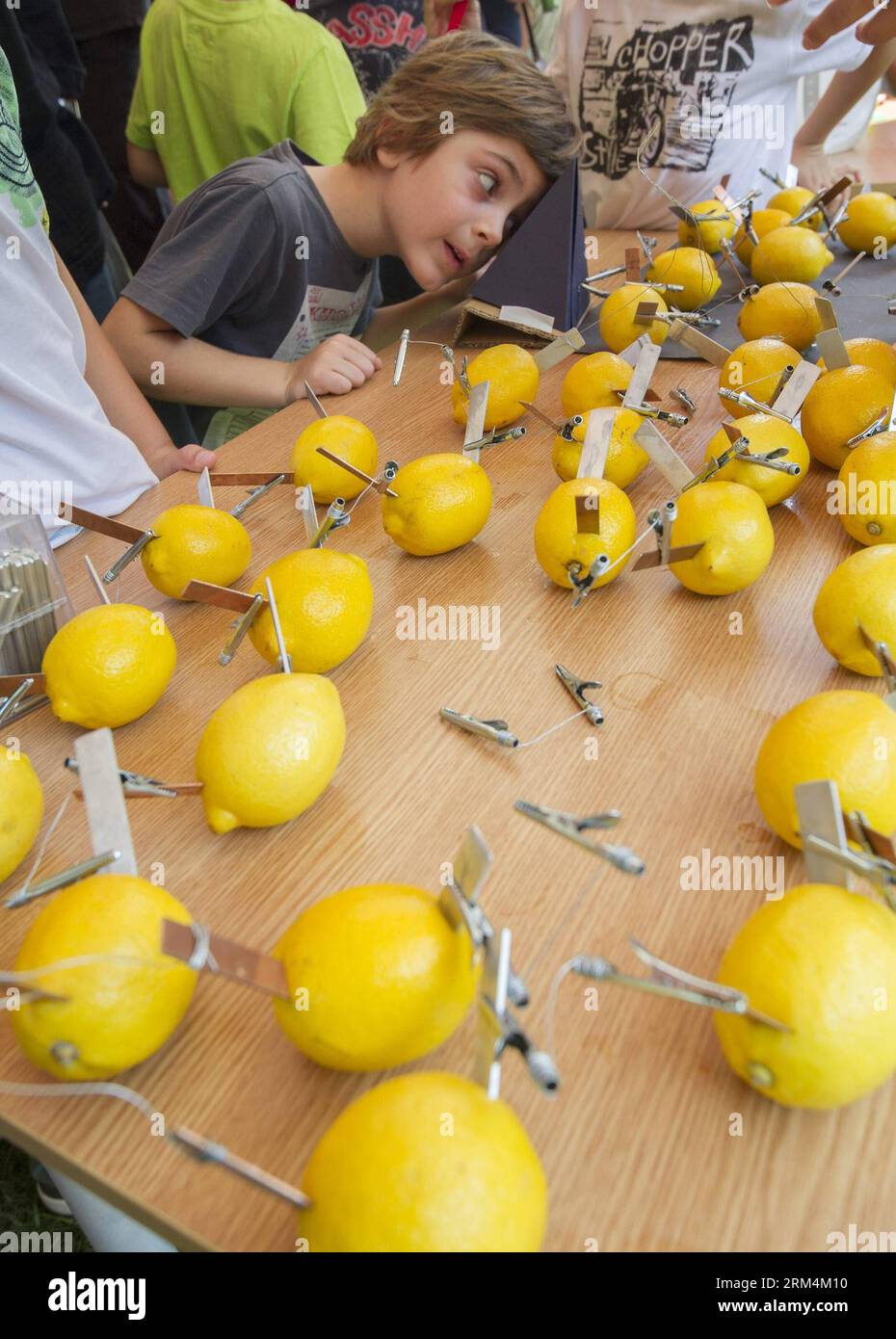 Bildnummer: 60477831 Datum: 15.09.2013 Copyright: imago/Xinhua (130915) -- ZAGREB, 15. September 2013 (Xinhua) -- Ein Junge erfährt beim Science Picnic in Zagreb, Kroatien, 15. September 2013 von Elektrizität. Mehr als zehntausend besuchten die Veranstaltung, die zur Popularisierung des wissenschaftlichen Wissens organisiert wurde. (Xinhua/Miso Lisanin) KROATIEN-ZAGREB-SCIENCE PICNIC PUBLICATIONxNOTxINxCHN Wissenschaft Kind Bildung x0x xac 2013 hoch 60477831 Datum 15 09 2013 Copyright Imago XINHUA Zagreb 15. September 2013 XINHUA A a Boy erfährt während des Science Picnic in Zagreb, Kroatien, 15. September 20 Stockfoto