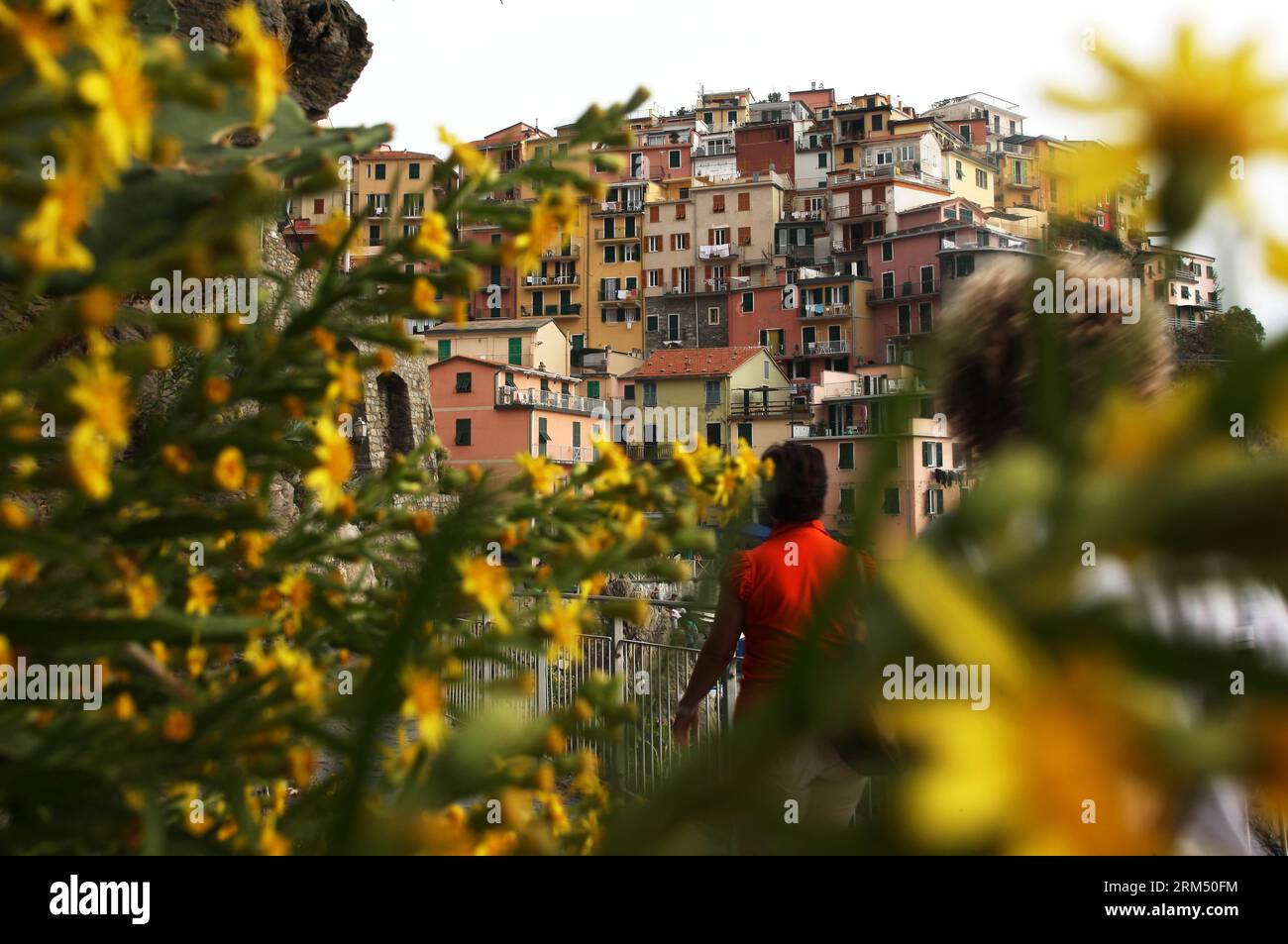 Bildnummer: 60540624 Datum: 28.09.2013 Copyright: imago/Xinhua (130928) -- LA SPEZIA, 28. September 2013 (Xinhua) -- Foto aufgenommen am 28. September 2013 zeigt einen Blick auf Manarola von Cinque Terre in Italien. Die Cinque Terre bedeutet fünf Städte und weist auf Riomaggiore, Manarola, Corniglia, Vernazza und Monterosso hin, die von Süden nach Norden an der ligurischen Küste liegen. Die Anordnung und Anordnung der Kleinstädte und die Gestaltung der umliegenden Landschaft, die die Nachteile eines steilen, unebenen Geländes überwindet, verkörpern die kontinuierliche Geschichte der menschlichen Besiedlung in dieser Region im vergangenen Jahrtausend. Im Jahr 1997 Stockfoto