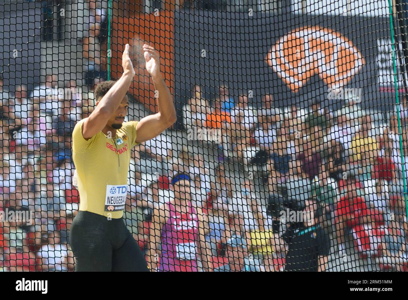 26. August 2023: Leo Neugebauer (Deutschland) während des Decathlondiskuswurfs bei den Leichtathletik-Weltmeisterschaften 2023 im Nationalen Leichtathletik-Zentrum in Budapest, Ungarn. (Bild: © Sven Beyrich/Sport Press Foto: Zuma Press/Alamy Live News Stockfoto