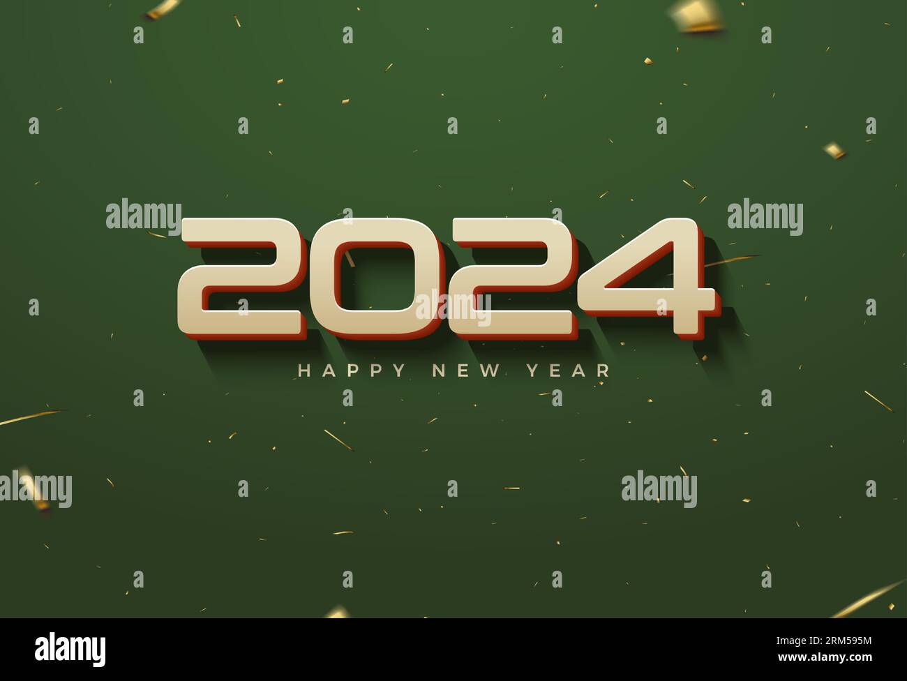 Große 2D-Zahlen für das Neujahrsfest 2024. Design Premium Vektor. Stock Vektor