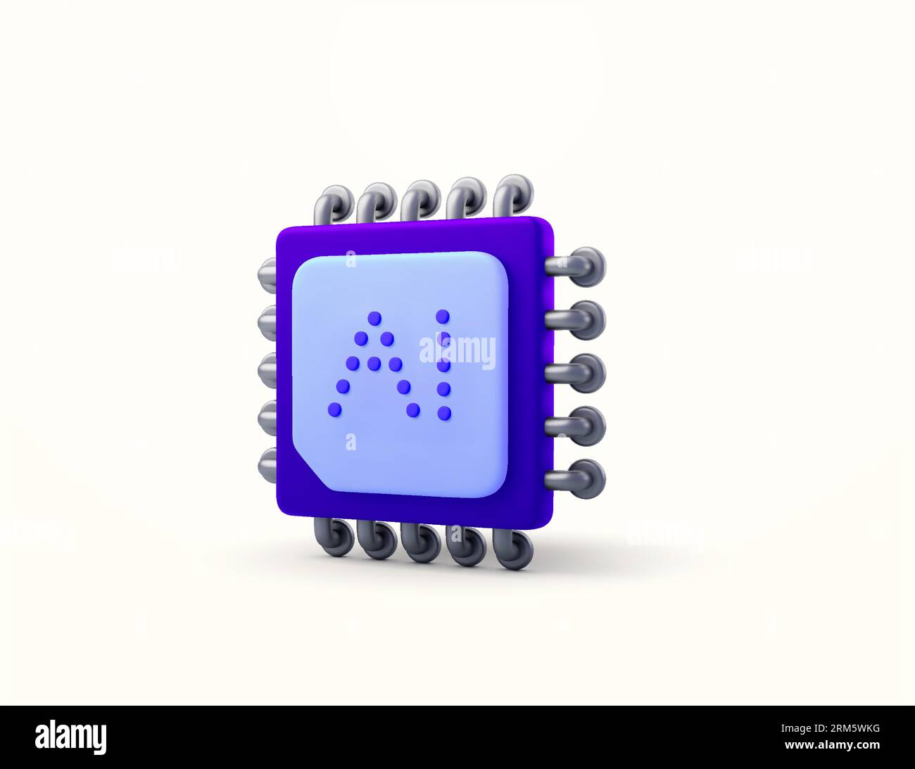 3d cpu model, ai fueled chip icon, minimal style, isolated on background. Chipset symbol for motherboard. 3d vector illustration. Vector illustration Stock Vektor