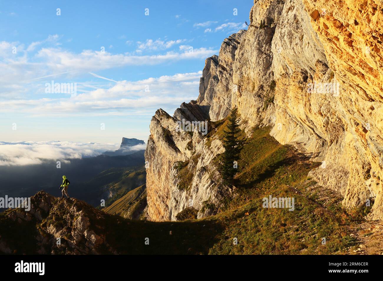 ISERE (38). PARC NATUREL DU VERCORS. FALAISES ET VIRE DE SERRE-BRION Stockfoto
