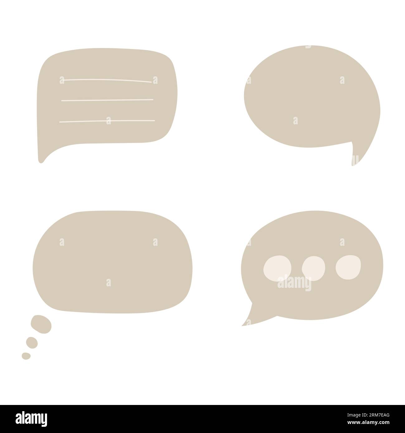 Sprachblasen in einfacher, flacher Form. Set aus leeren Formen für Gedanken, Text und Notizen. Vektorillustration isoliert auf weißem Hintergrund Stock Vektor