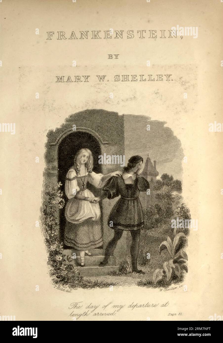 Zeichnung aus dem Buch Frankenstein, OR, the Modern Prometheus (1831) von Shelley, Mary Wollstonecraft Stockfoto