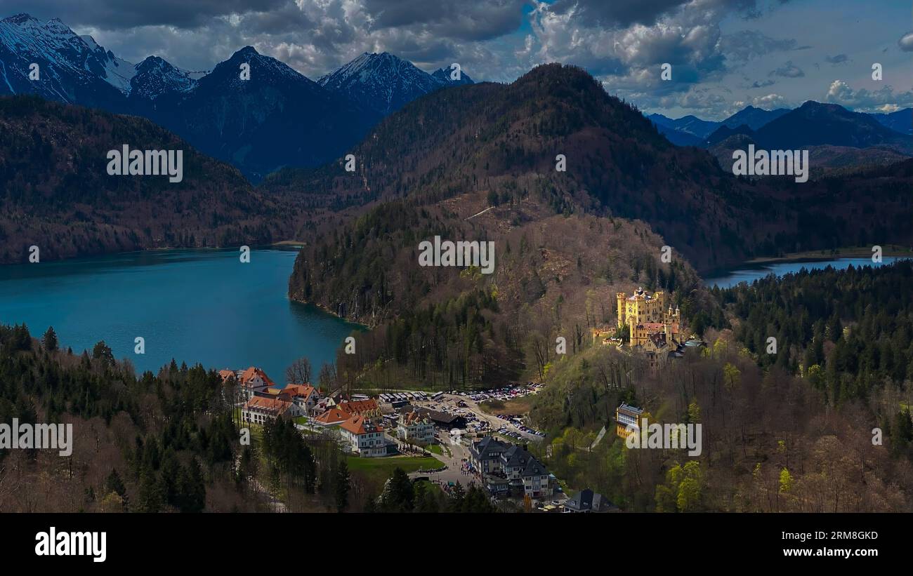 Schloss Hohenschwangau, ein Schloss aus dem 19. Jahrhundert in Süddeutschland Stockfoto