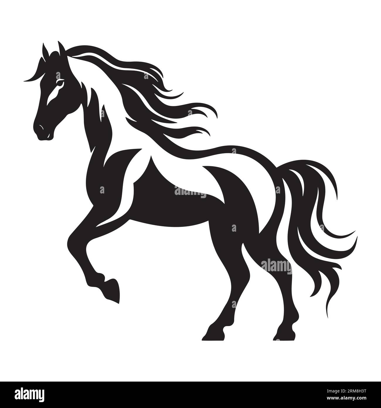 Die Abbildungen und Clipart. Eine schwarz-weiße Silhouette eines Pferdes Stock Vektor