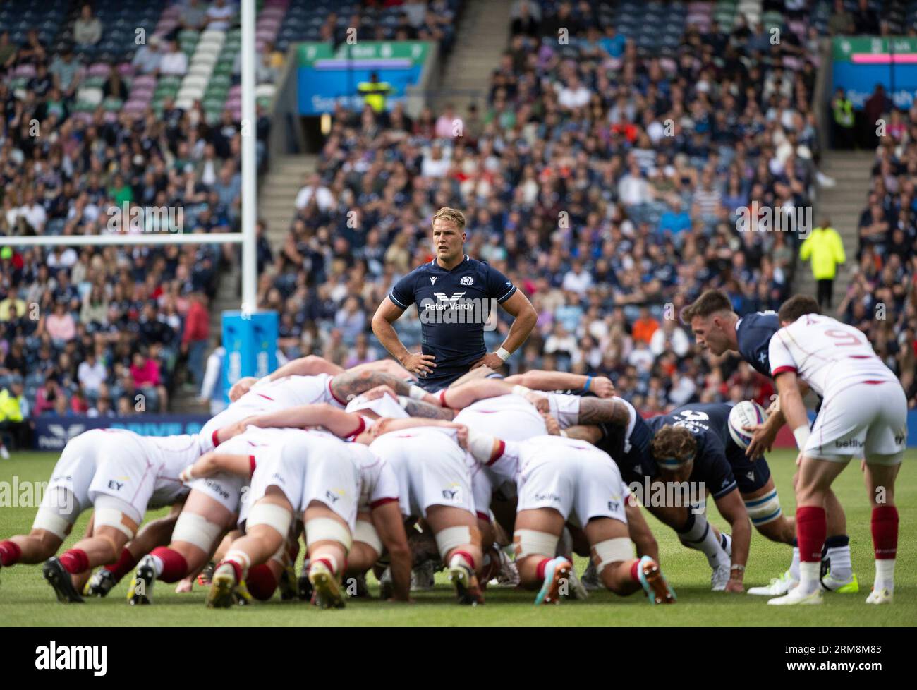 Summer International – Schottland V, Georgia. 26. August 2023. Duhan van der Merwe, Scotland Left Wing, zieht Bilanz über die Situation, als Schottland im letzten Sommer im schottischen Gas Murrayfield Stadium, Edinburgh, Schottland, UK gegen Georgien antritt Stockfoto