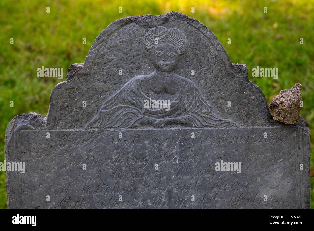 Grab der Hexe Mary Nasson im alten Grabhof von York Maine Stockfoto