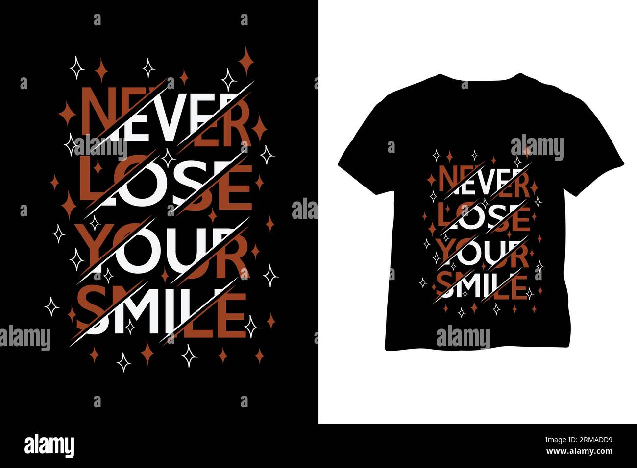 Verlieren Sie nie Ihr Lächeln Typografie-T-Shirt-Design Stock Vektor